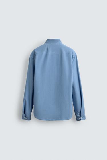 CHEMISE STRUCTURÉE OXFORD À POCHE - Bleu roi de Zara - Image 7