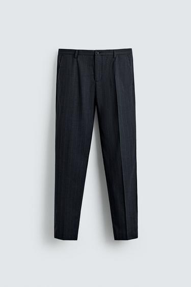 PANTALON DE COSTUME À RAYURES - Bleu marine de Zara