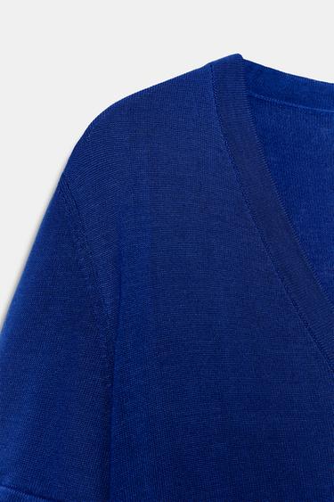 SHORT KNIT V-NECK CARDIGAN - Electric blue by Zara - Image 6