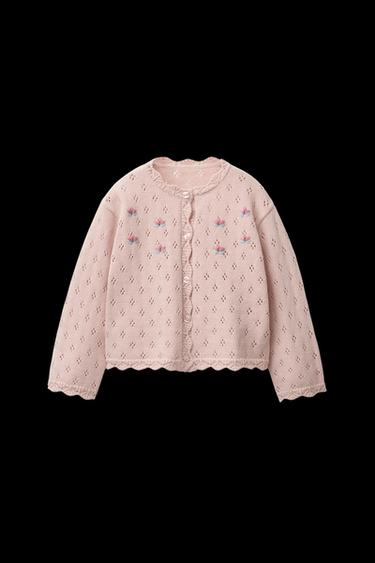 CHAQUETA PUNTO FLORES - Melocotón de Zara - Imagen 0