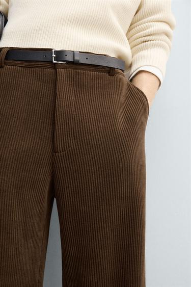 PANTALON COUPE LARGE EN VELOURS CÔTELÉ - Marron de Zara - Image 5