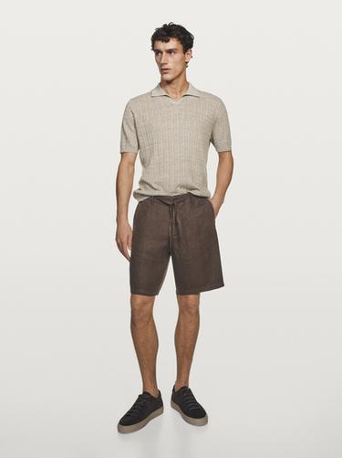 Bermuda 100 % lin - Marron de Zara