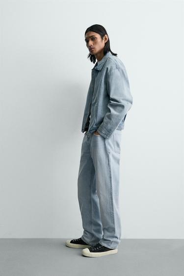VESTE EN JEAN À FERMETURE ÉCLAIR - Bleu clair de Zara - Image 3