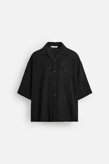 RELAXED FIT JACQUARD SHIRT - Black by Zara - Image 6