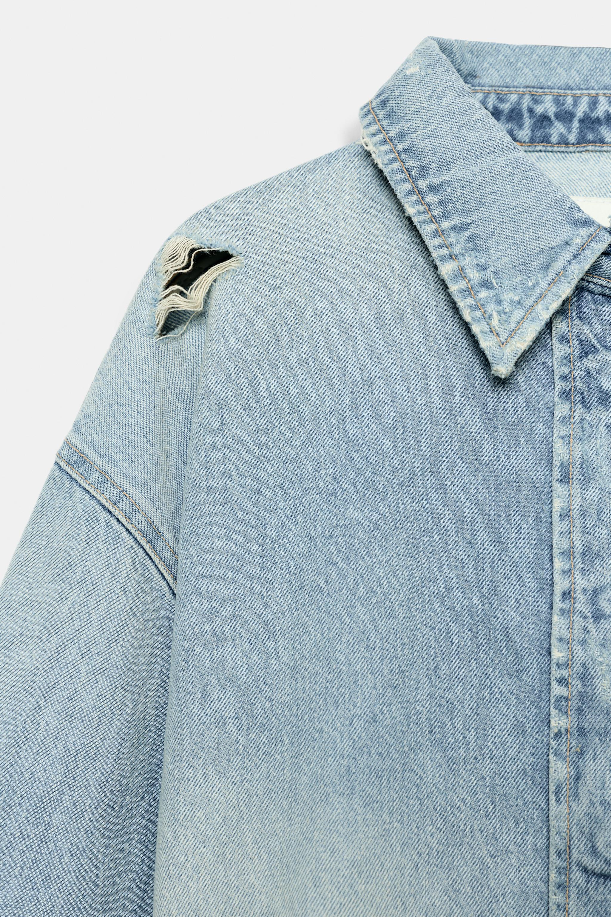 Zara TRF CROP DENIM İNCE CEKET görsel 8