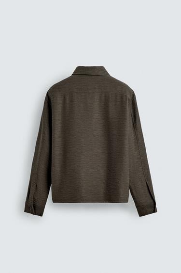 FLUID TEXTURED OVERSHIRT - Brown / Taupe by Zara - Image 8