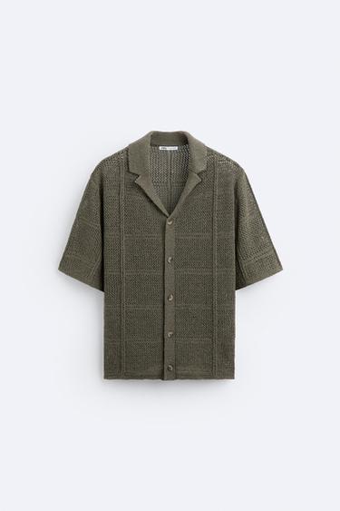 CHEMISE JACQUARD EN MAILLE - Kaki de Zara