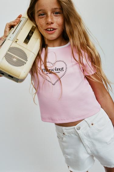 CONTRAST SLOGAN RIBBED T-SHIRT - Pink by Zara - Image 4