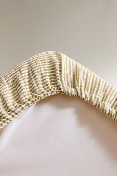 HOUSSE MATELAS À LANGER BÉBÉ GAZE RAYURES - Vert de Zara - Image 3