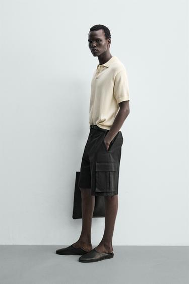 TEXTURED KNIT RELAXED FIT POLO SHIRT - Ecru by Zara - Image 3