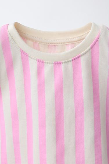T-SHIRT RAYURES ET LACETS - Rose / Blanc de Zara - Image 2