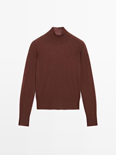Zara 100% wool knit mock turtleneck sweater - Studio - Green/White - Image 0