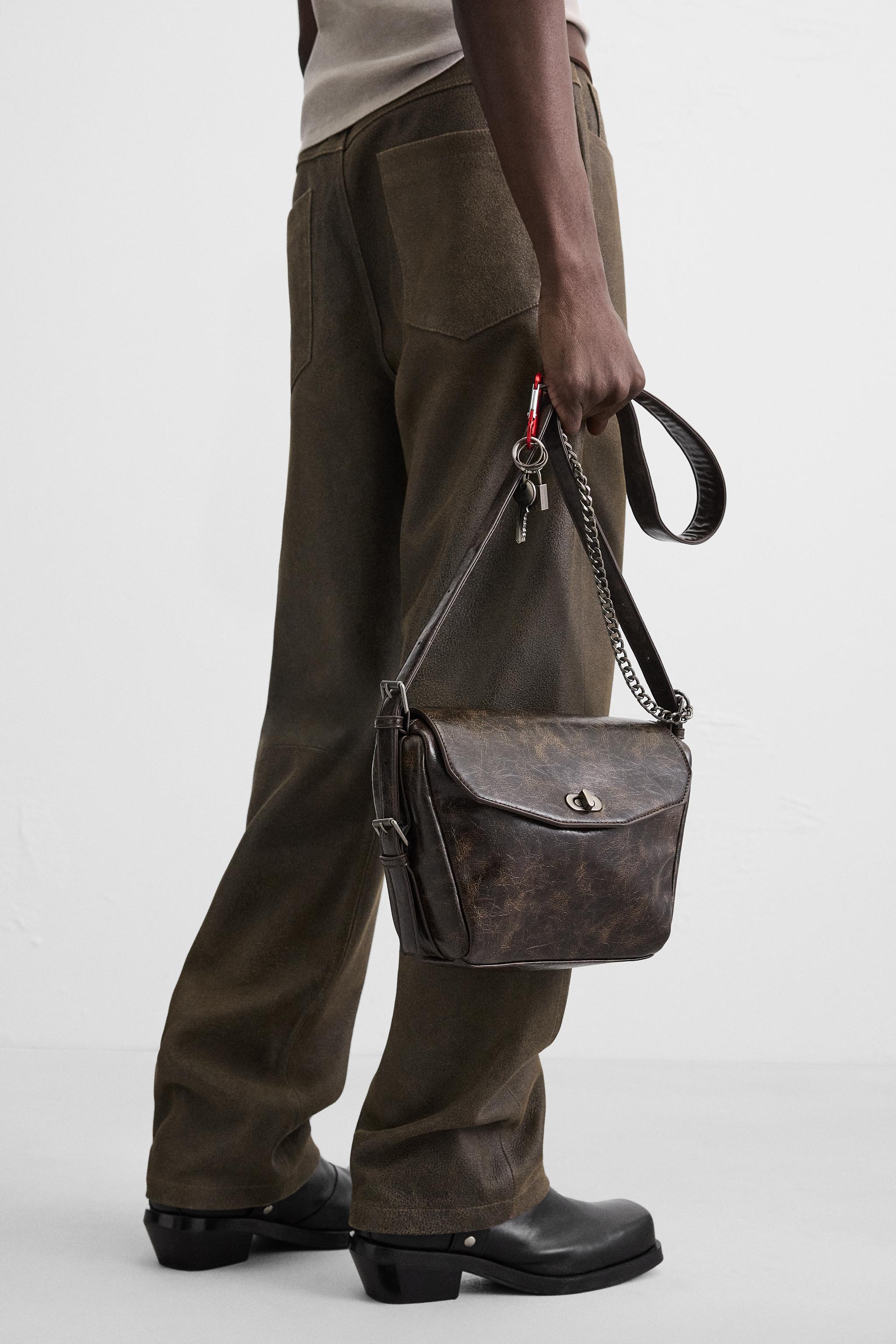 バッグ・カバンその他 W CHAIN CROSS BAG BROWN CHAIN CROSSBODY BAG - Brown | ZARA New Zealand