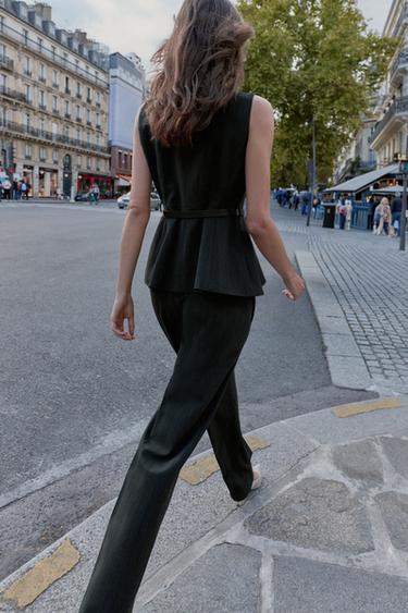 PANTALON DROIT À CHEVRONS - Gris anthracite de Zara - Image 4