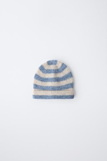 STRIPED WOOL AND CASHMERE BEANIE - Blue marl by Zara - Image 0