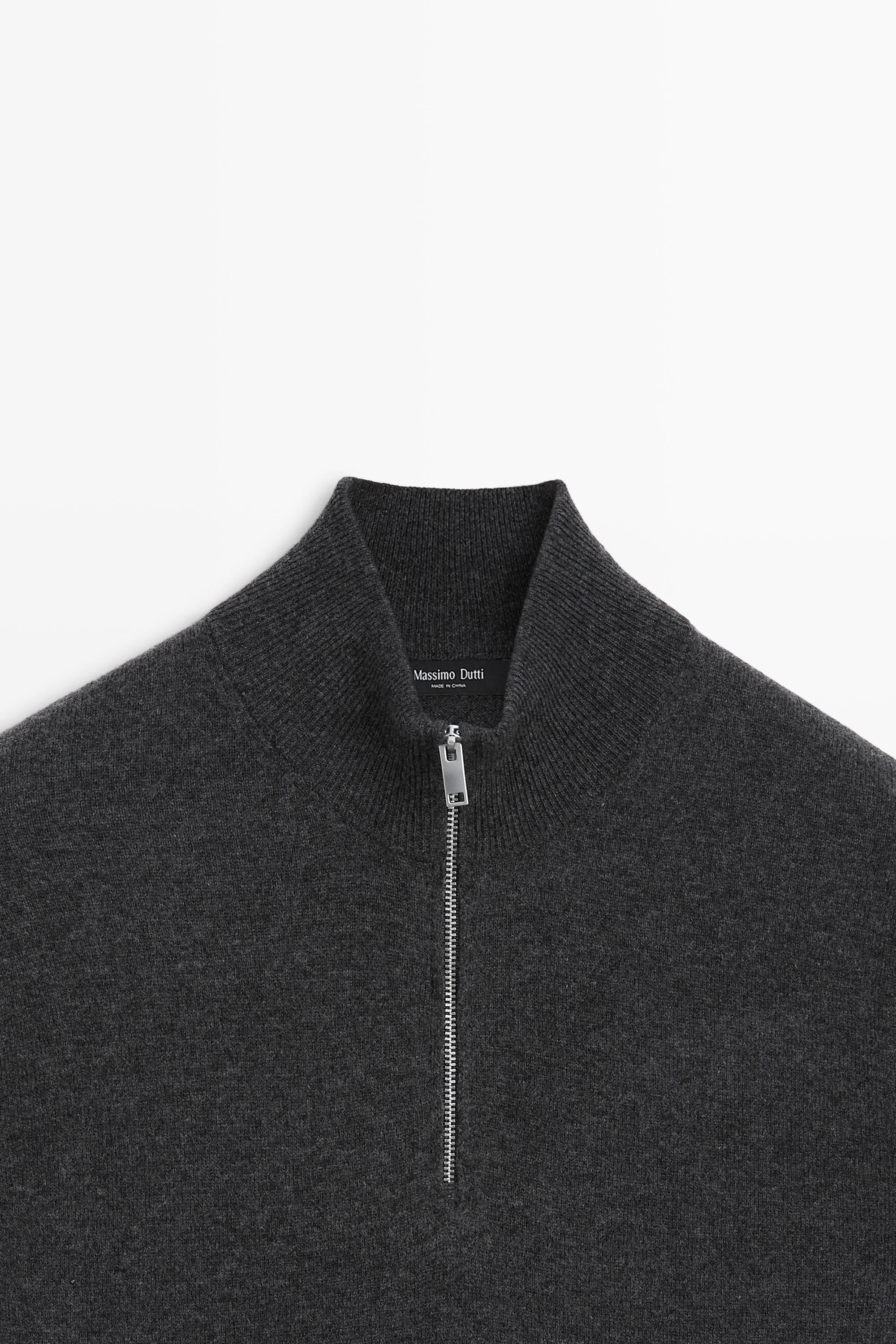 Mock neck knit sweater with zip