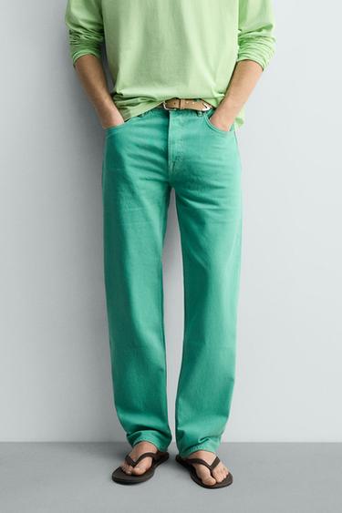 STRAIGHT-LEG JEANS - Turquoise by Zara