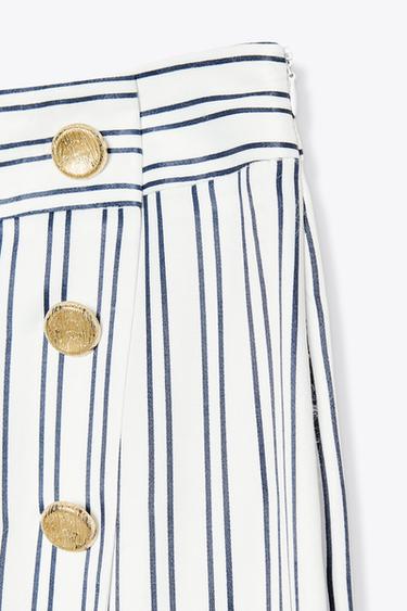PANTALON RAYÉ BOUTONS - Bleu / Blanc de Zara - Image 5