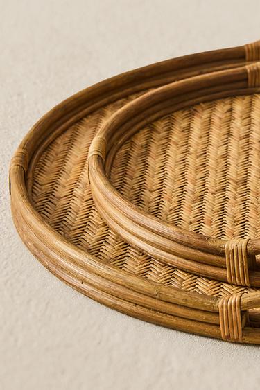 BAMBOO AND RATTAN TRAY - Light beige by Zara