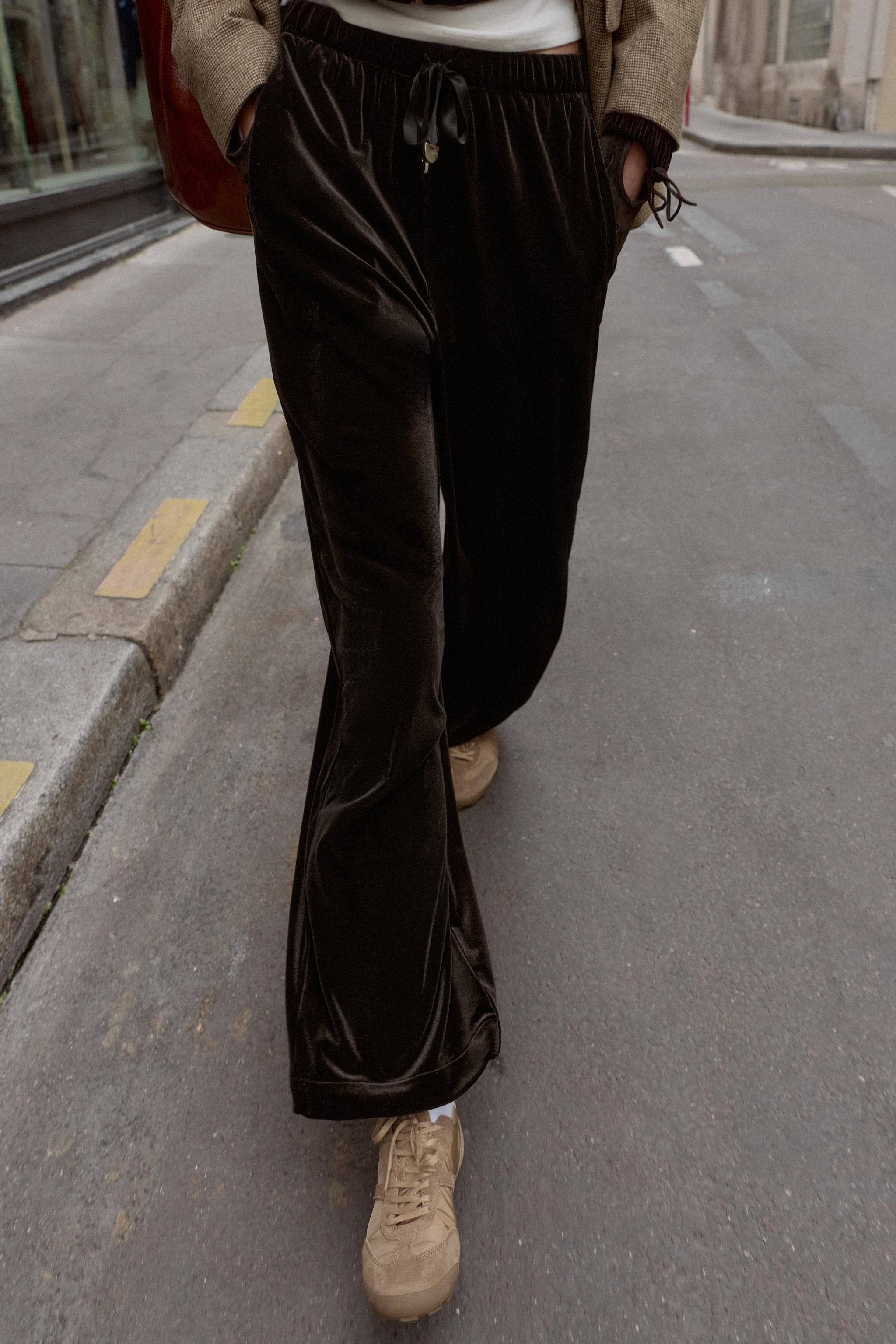 WIDE LEG VELVET PANTS