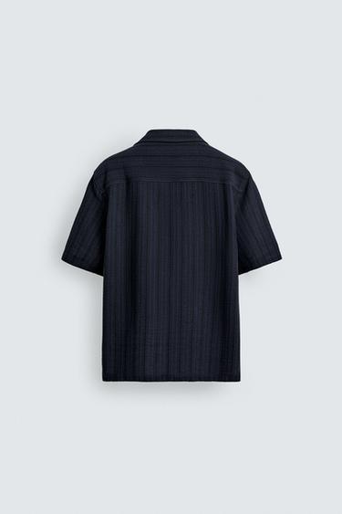 GEOMETRIC JACQUARD SHIRT - Navy blue by Zara - Image 7
