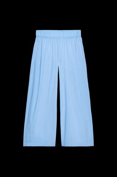 POPELINHOSE MIT ABNÄHERN ZW COLLECTION - Blau von Zara - Bild 0