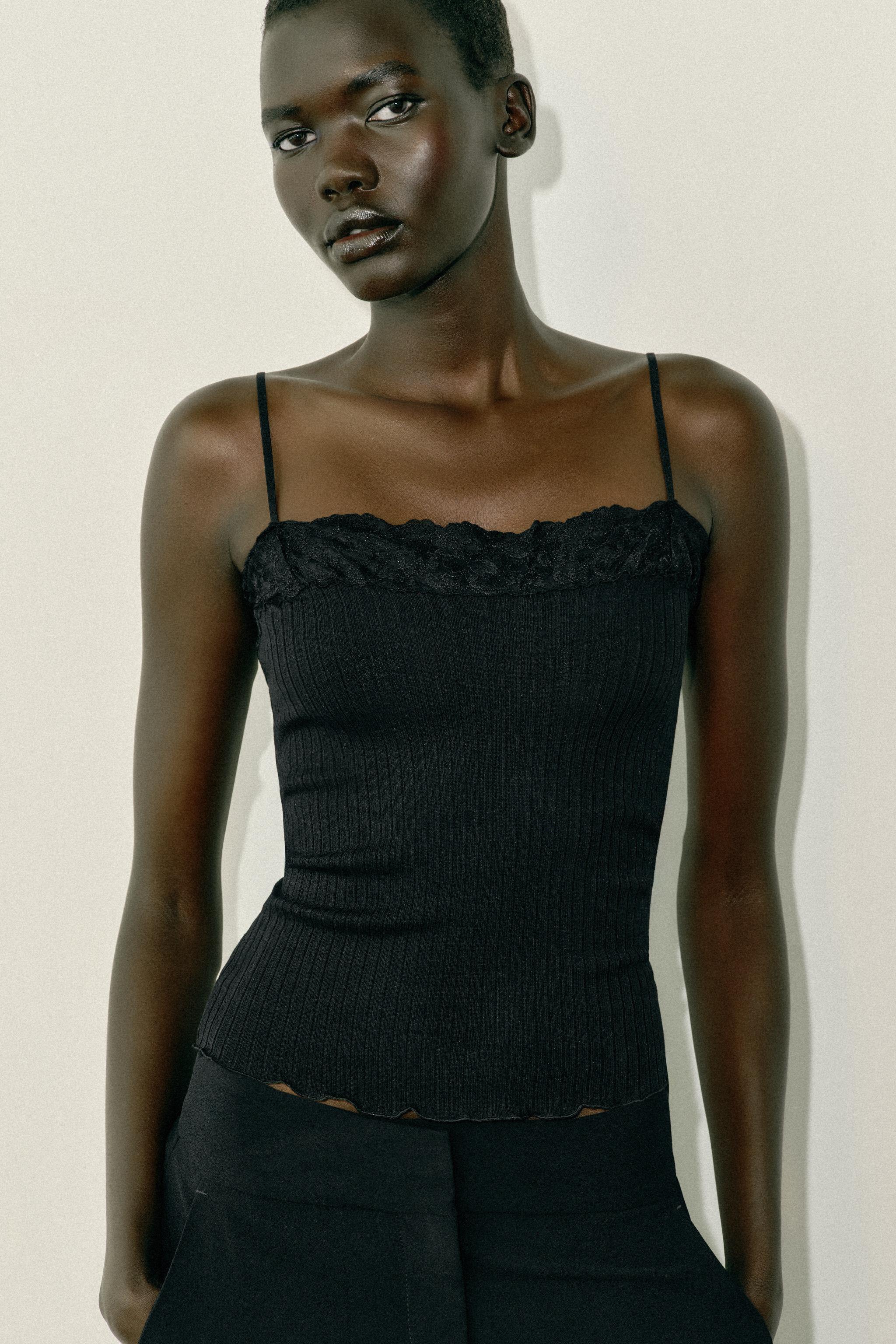 LACE CAMISOLE — Black