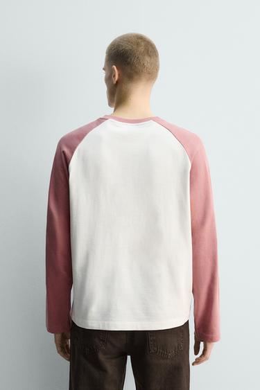 T-SHIRT COLOR BLOCK - Blanc / Rose de Zara - Image 2