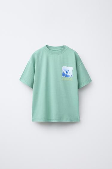 SURF PRINT T-SHIRT - Green by Zara