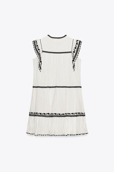ZW COLLECTION EMBROIDERED SHORT DRESS - Ecru by Zara - Image 6