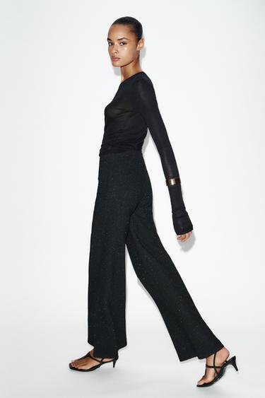 PANTALON BOUCLÉ FIL MÉTALLISÉ - Noir / Écru de Zara - Image 3