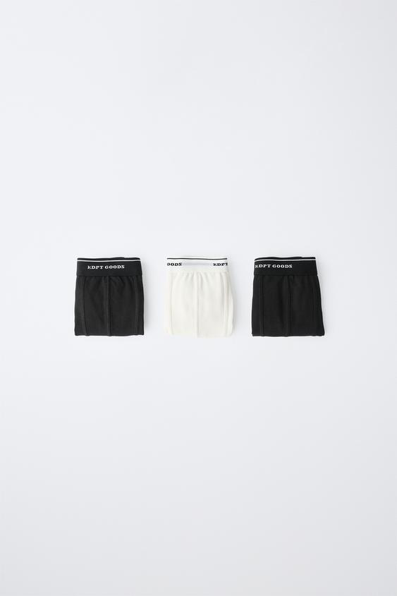 6-14 JAAR/ SET VAN DRIE BOXERSHORTS MET TEKST - Zwart / Wit van Zara - Afbeelding 0