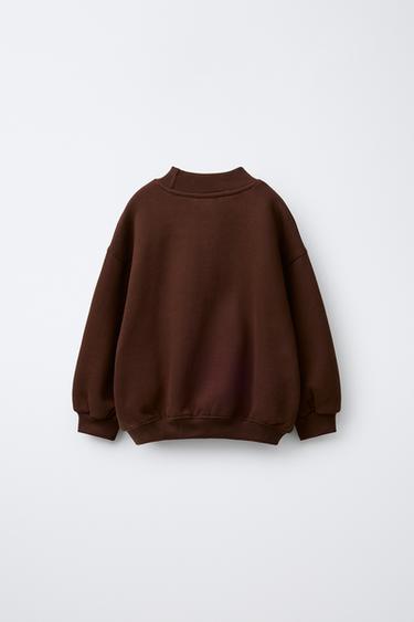 PLAIN HIGH NECK SWEATSHIRT - Dark brown by Zara - Image 1