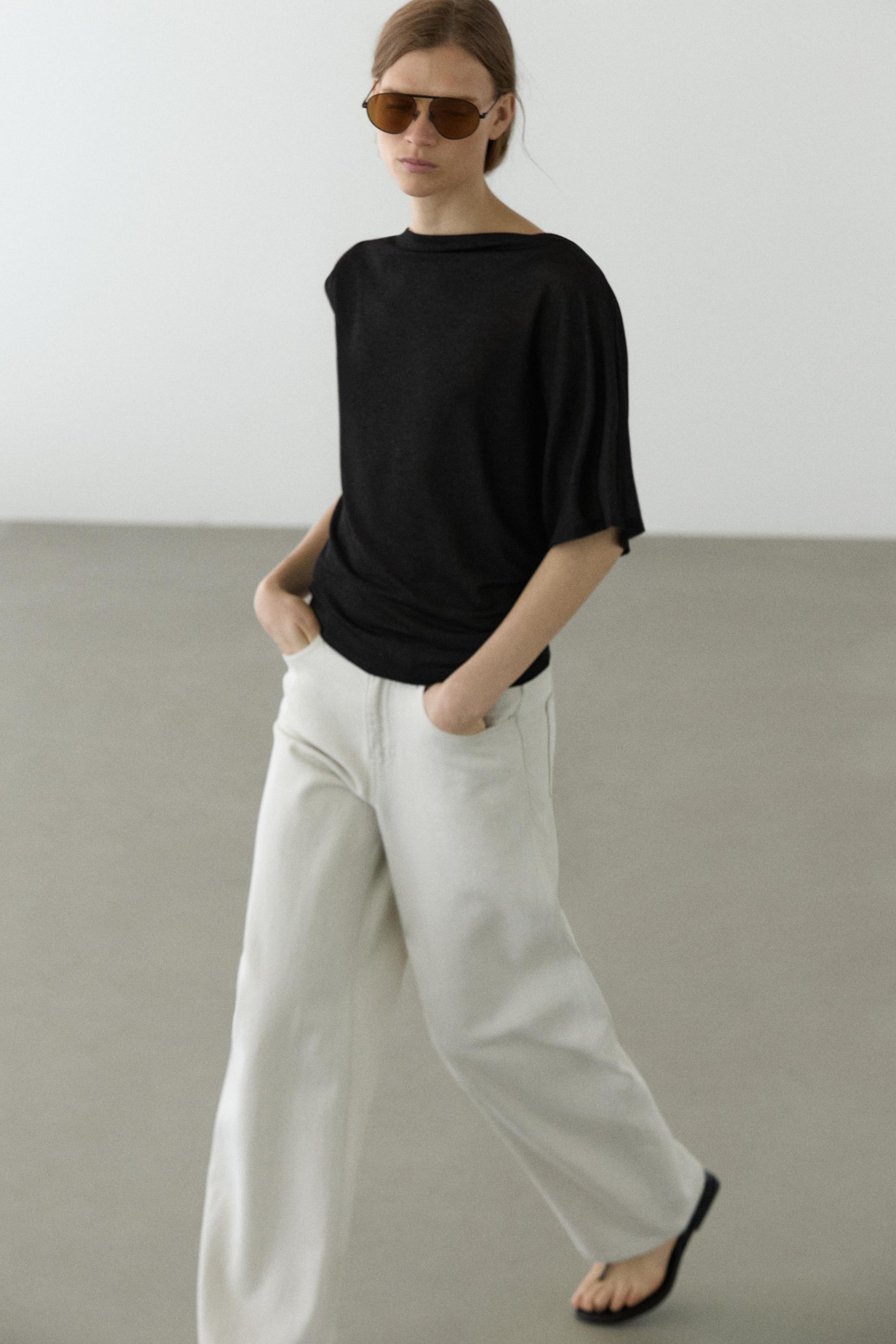 T-shirt asymétrique léger effet métallisé