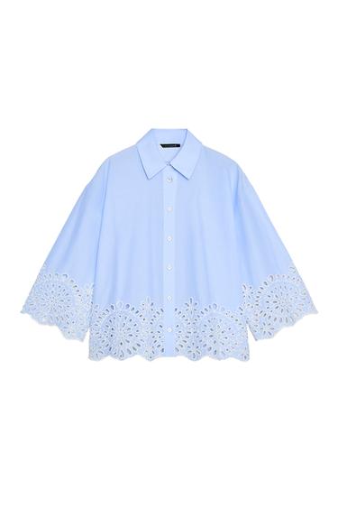 CAMISA POPELÍN BORDADOS PERFORADOS