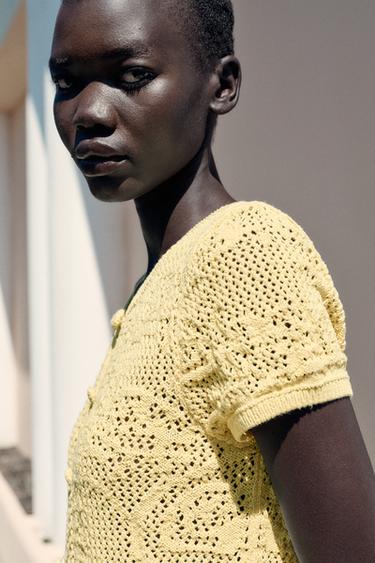 CROCHET KNIT TOP - Yellow by Zara - Image 4