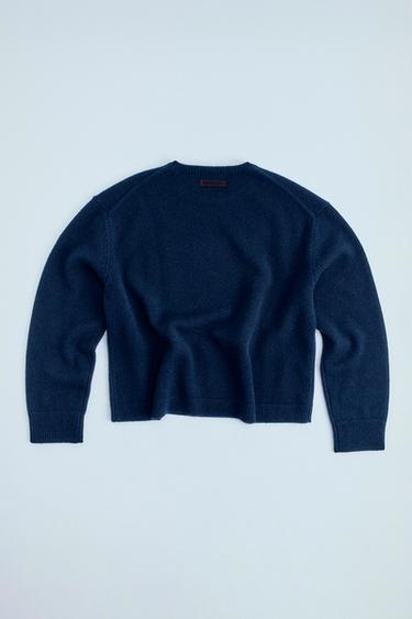 WOOL KNIT SWEATER - Navy blue by Zara - Image 3