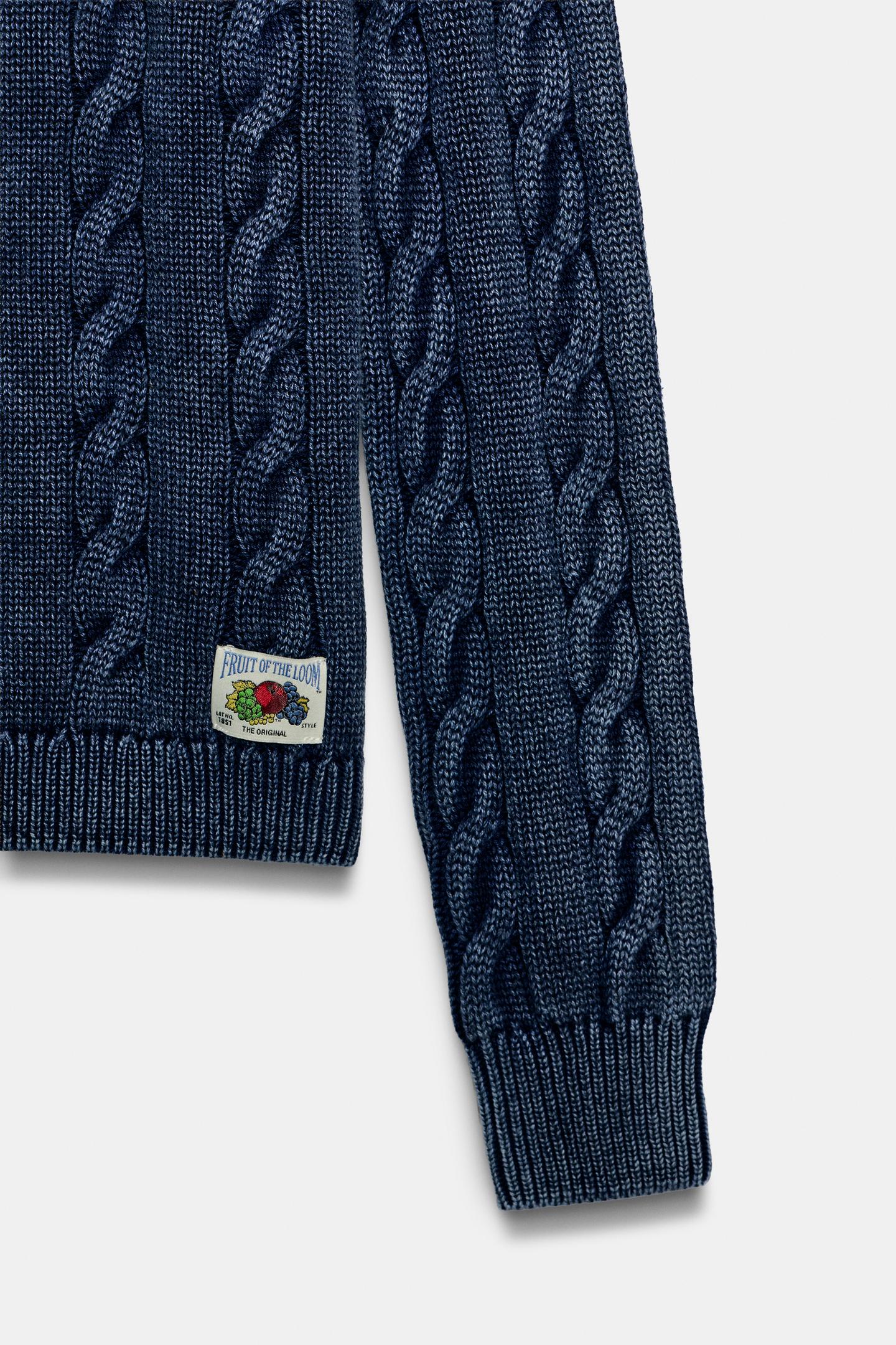 Женский свитер Zara Fruit OF the Loom™ Cable-Knit Oversized Jumper, цвет: Индиго — фото 4