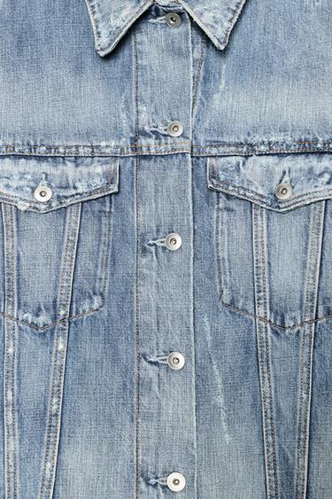 VESTE EN JEAN TRF DÉCHIRÉE - Bleu clair de Zara - Image 7
