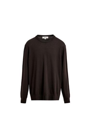 100% WOOL SWEATER - Chocolate by Zara
