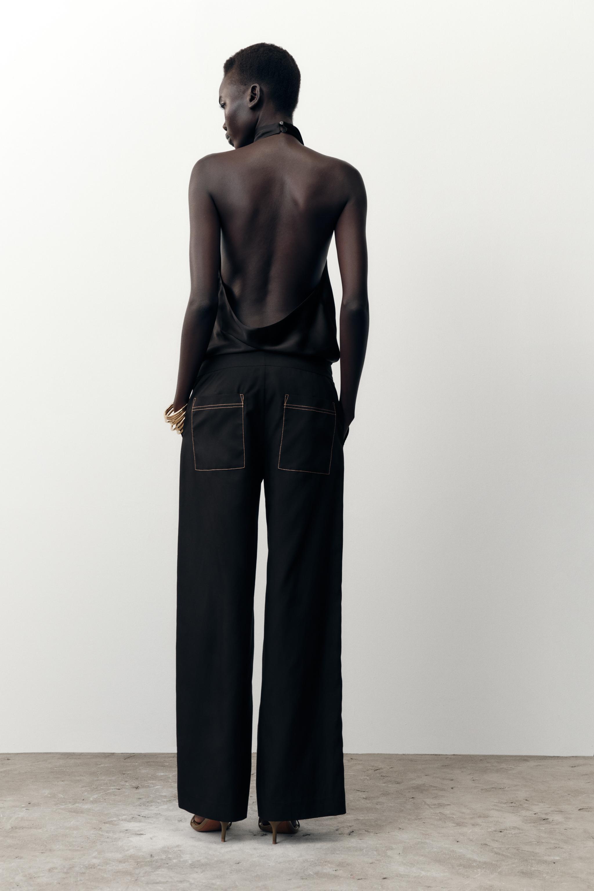 PANTALON DROIT SURPIQÛRES CONTRASTE