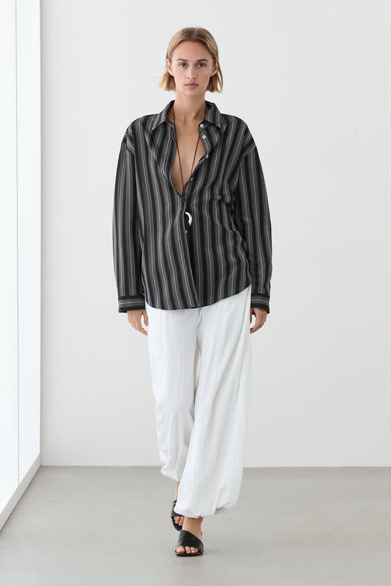 Flowing shirt with striped detailing from Zara - $130