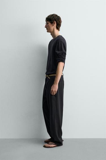 HAUT LÉGER COTON-LIN - Bleu marine de Zara - Image 3