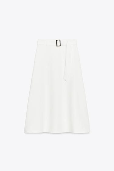 FALDA CAPA CINTURÓN - Blanco de Zara