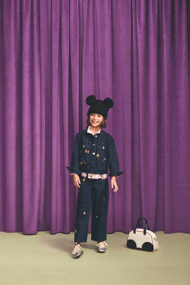 Zara HARRY LAMBERT FOR ZARA X DISNEY刺繡寬鬆版牛仔褲 - 藍色