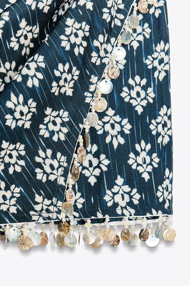 BEADED PRINTED SKORT - Blue/White by Zara - Image 4