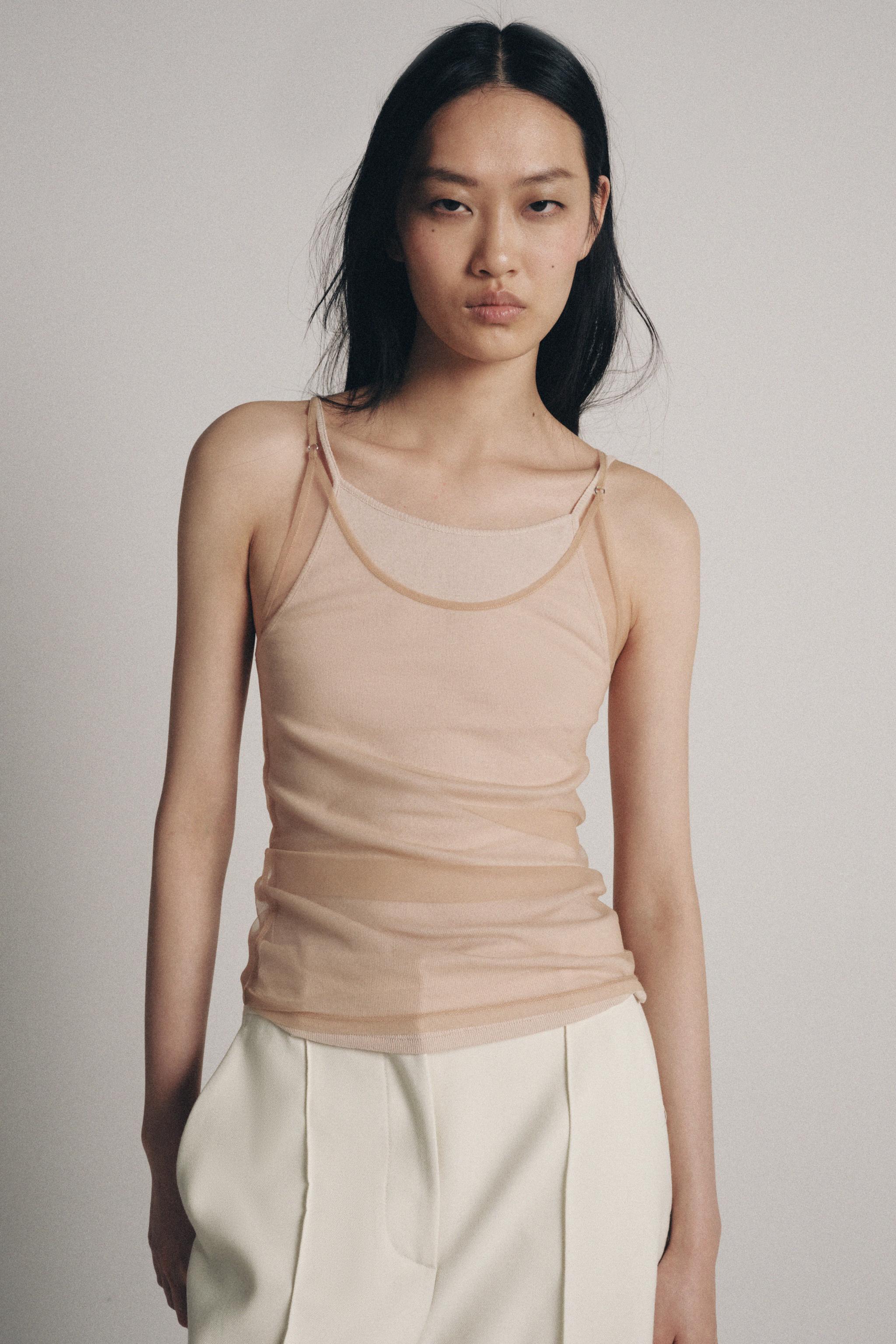 TOP HALTER EFFET DOUBLE TULLE