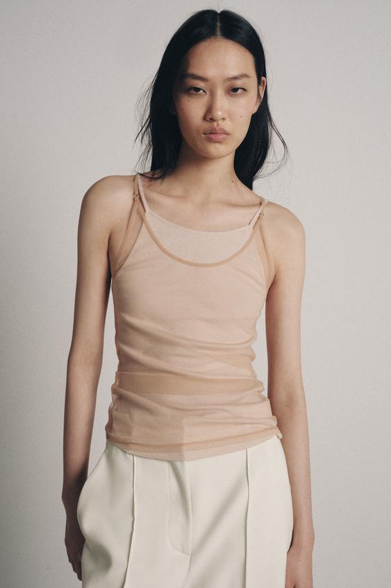 DOUBLE TULLE EFFECT HALTER TOP from Zara - $35.90