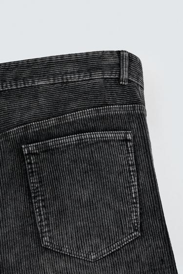 PANTALON BAGGY EN VELOURS CÔTELÉ À COUTURES TORSADÉES - Noir de Zara - Image 9