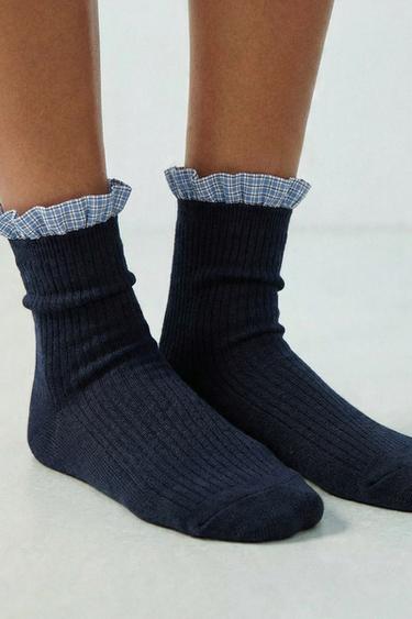Zara TWO-PACK OF RUFFLE COMBINED SOCKS - Blue - Image 0